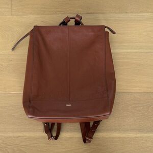 Fossil Brown/Tan Leather Backpack